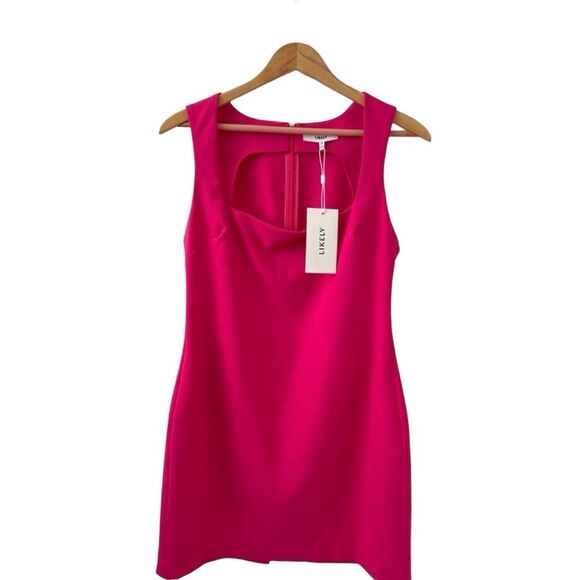 NEW Likely Josephine Square Neck Mini Dress in Fuschia Pink sz 6 - Picture 3 of 9